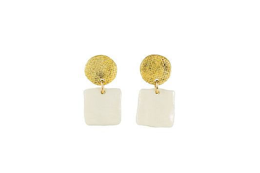 Porcelain Mini Link Earrings: Glossy White