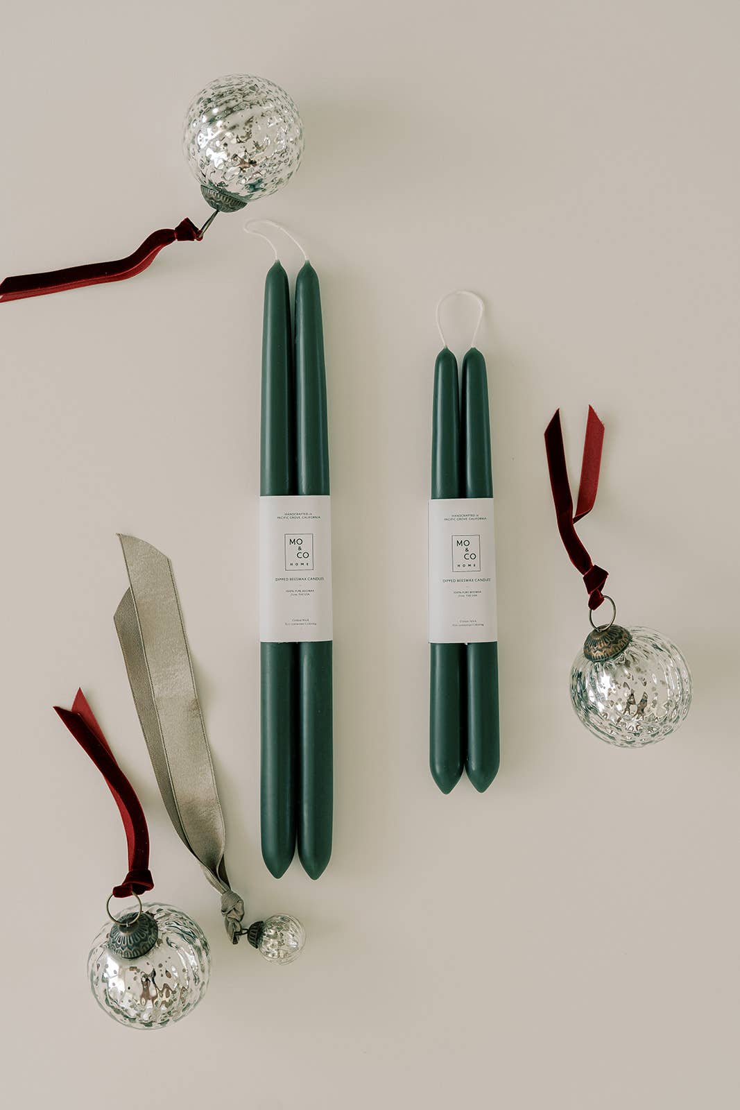 100% Beeswax Taper Candles | Forest Green: 10 Inch