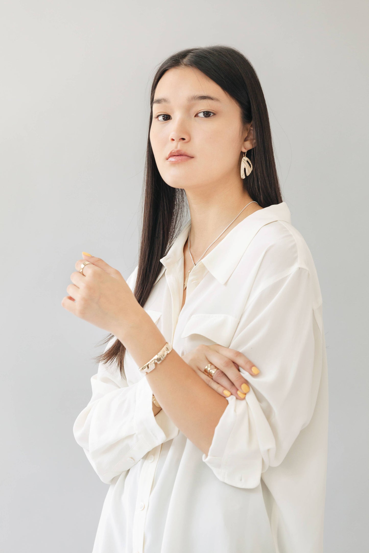 Abstract Monstera Earrings: 14k gold fill / Yellow bronze