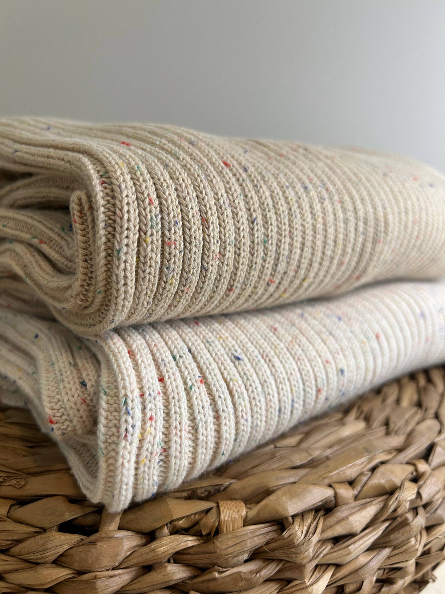Sprinkle Organic Cotton Knit Ribbed Blanket - Hazelnut