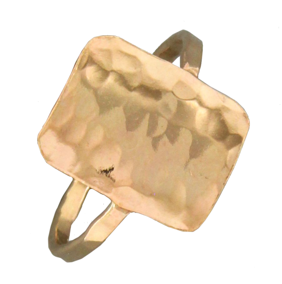 Hammered Rectangle Ring: Sterling Silver / 8