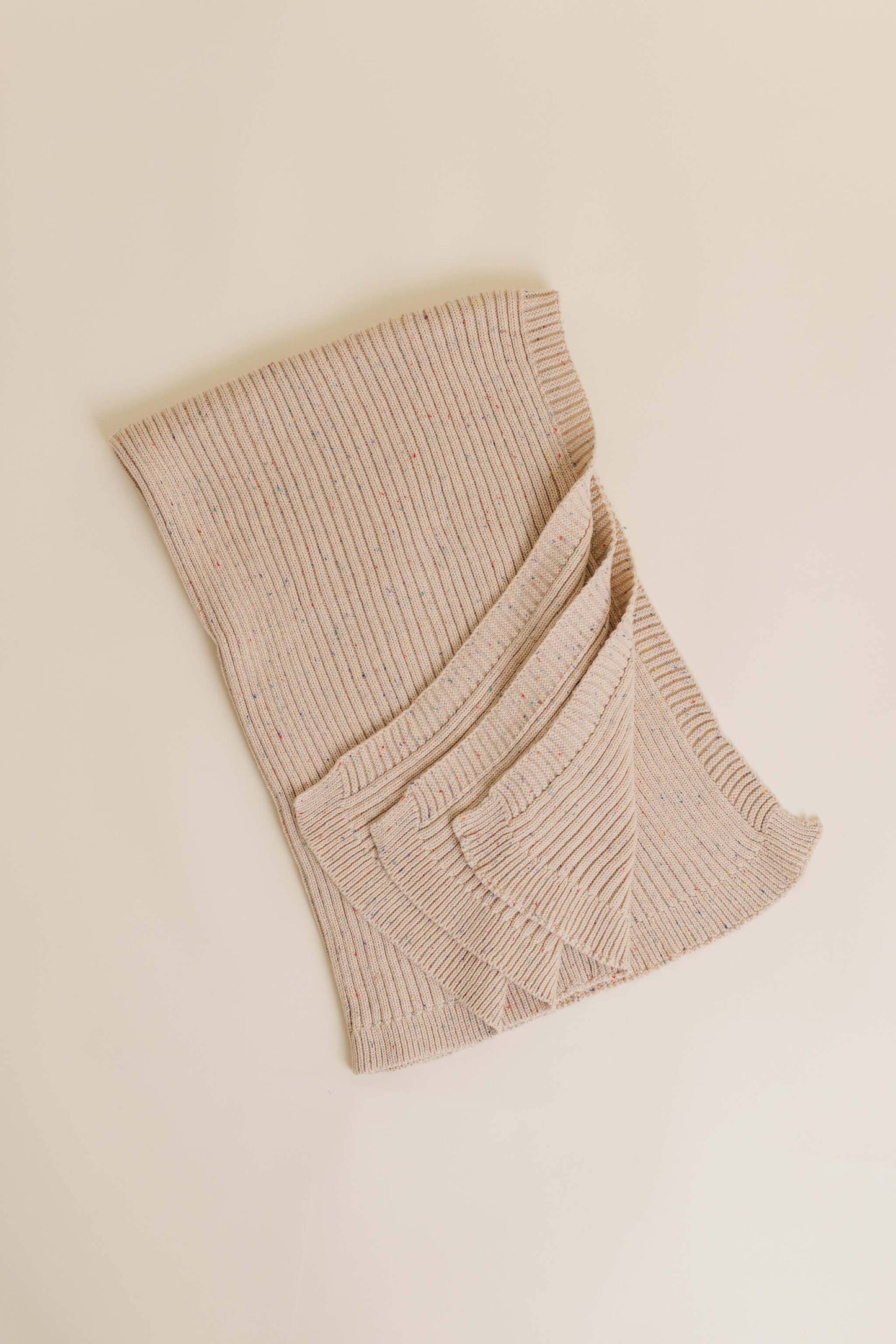 Sprinkle Organic Cotton Knit Ribbed Blanket - Hazelnut