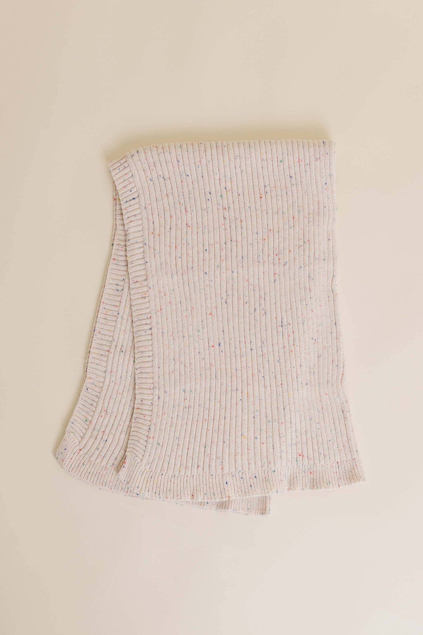 Sprinkle Organic Cotton Knit Ribbed Blanket - Oat