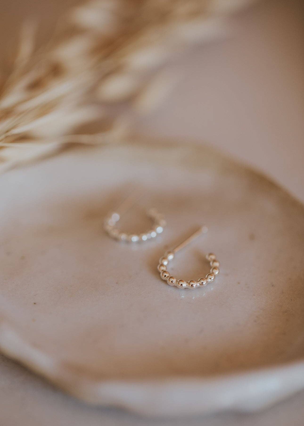 Beaded Huggie Hoops | 14kt Gold Fill
