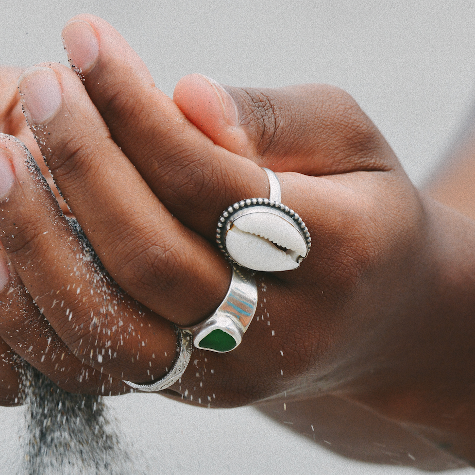 Beaded Cowrie Shell Ring 7