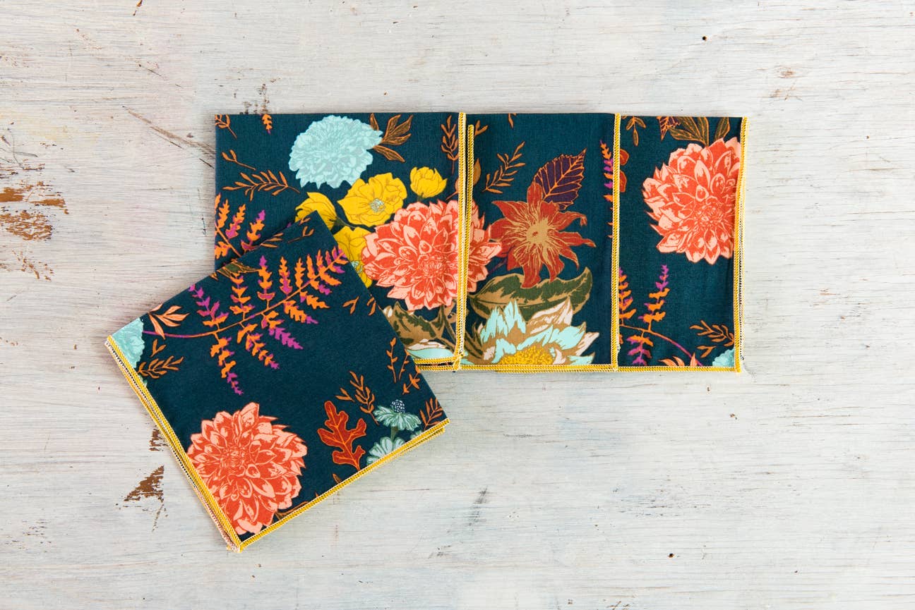 Floral Cocktail Napkins: Set of 4