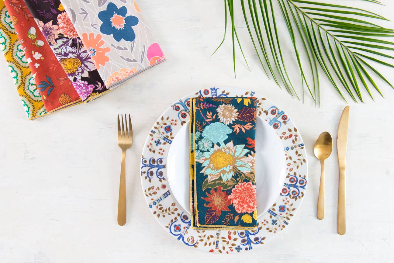 Floral Cocktail Napkins: Set of 4