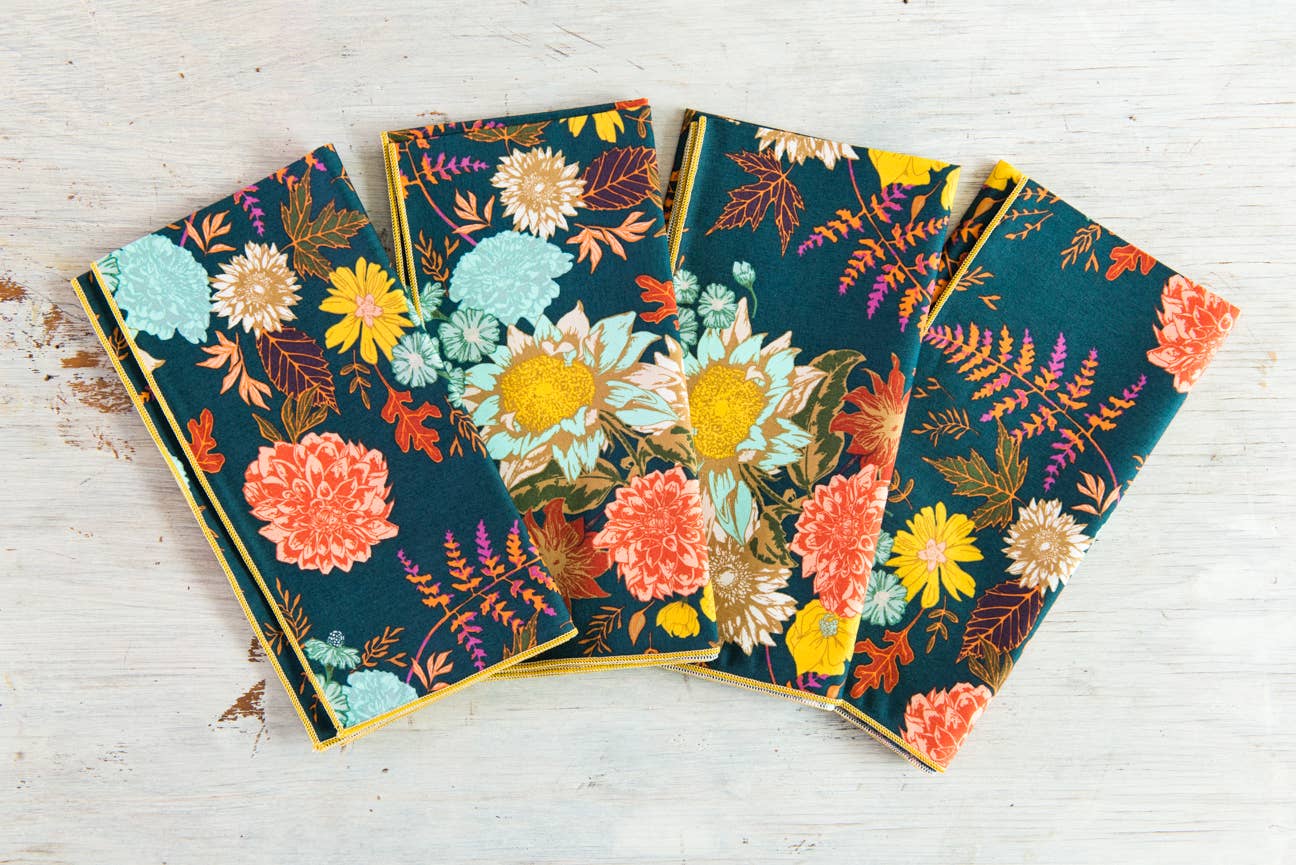 Floral Cocktail Napkins: Set of 4
