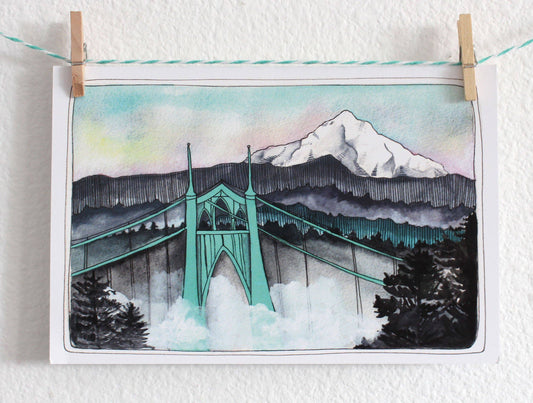St Johns Bridge with Hood Postcard