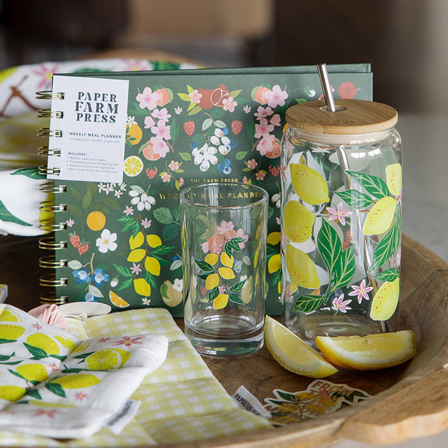 Lemon Grove Glass Can with Lid