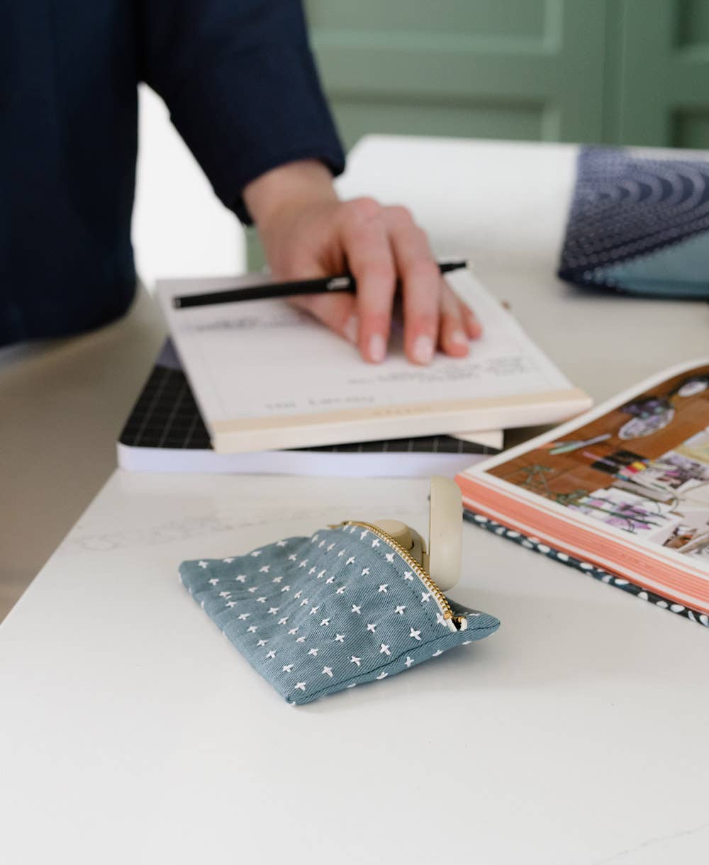 Cross-Stitch Coin Purse: Cobalt