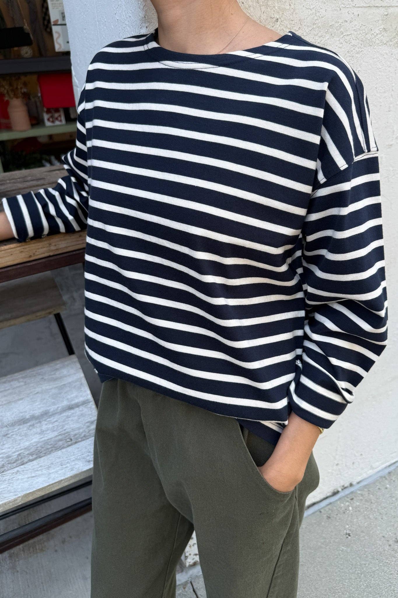 Sailor Top: WHITE STRIPE ON NAVY