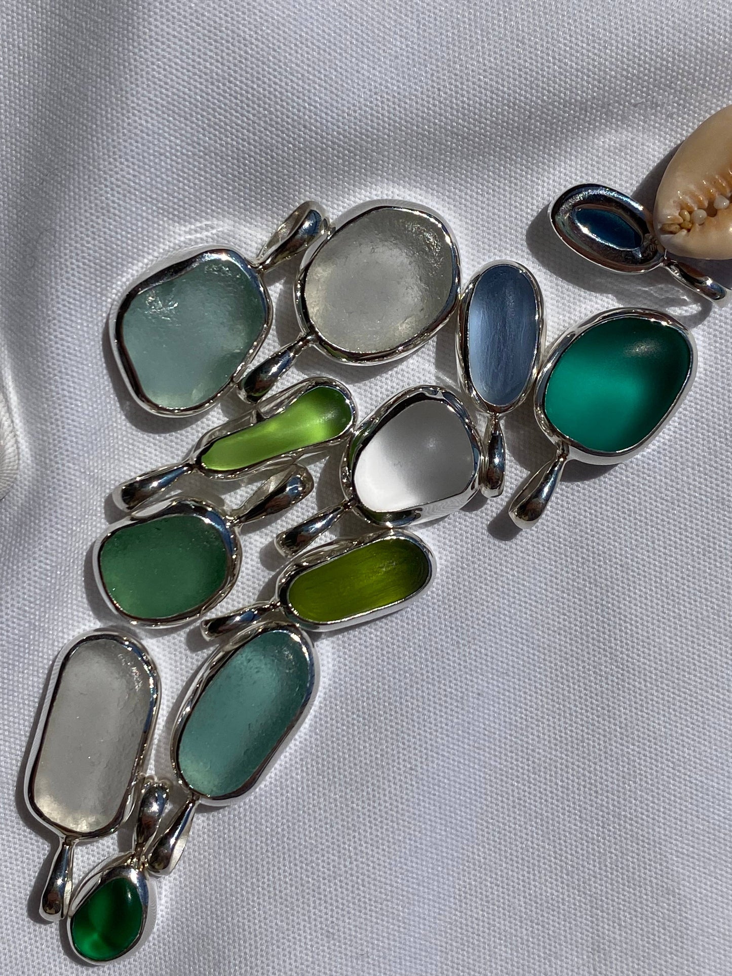 Sea Glass Necklace (Handmade): Blue