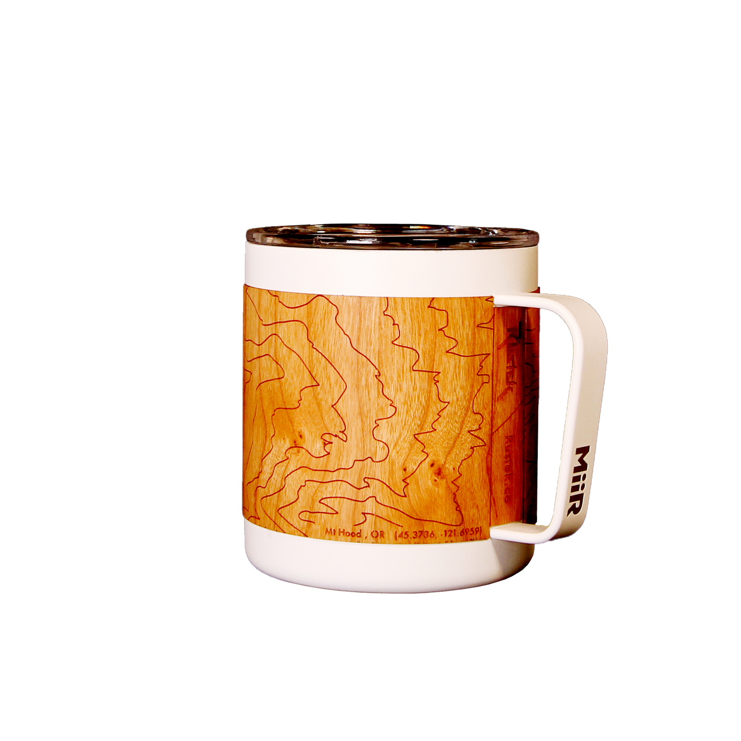Wood Wrapped Miir Camp Cup: Mt. Hood Topo: White/Cherry