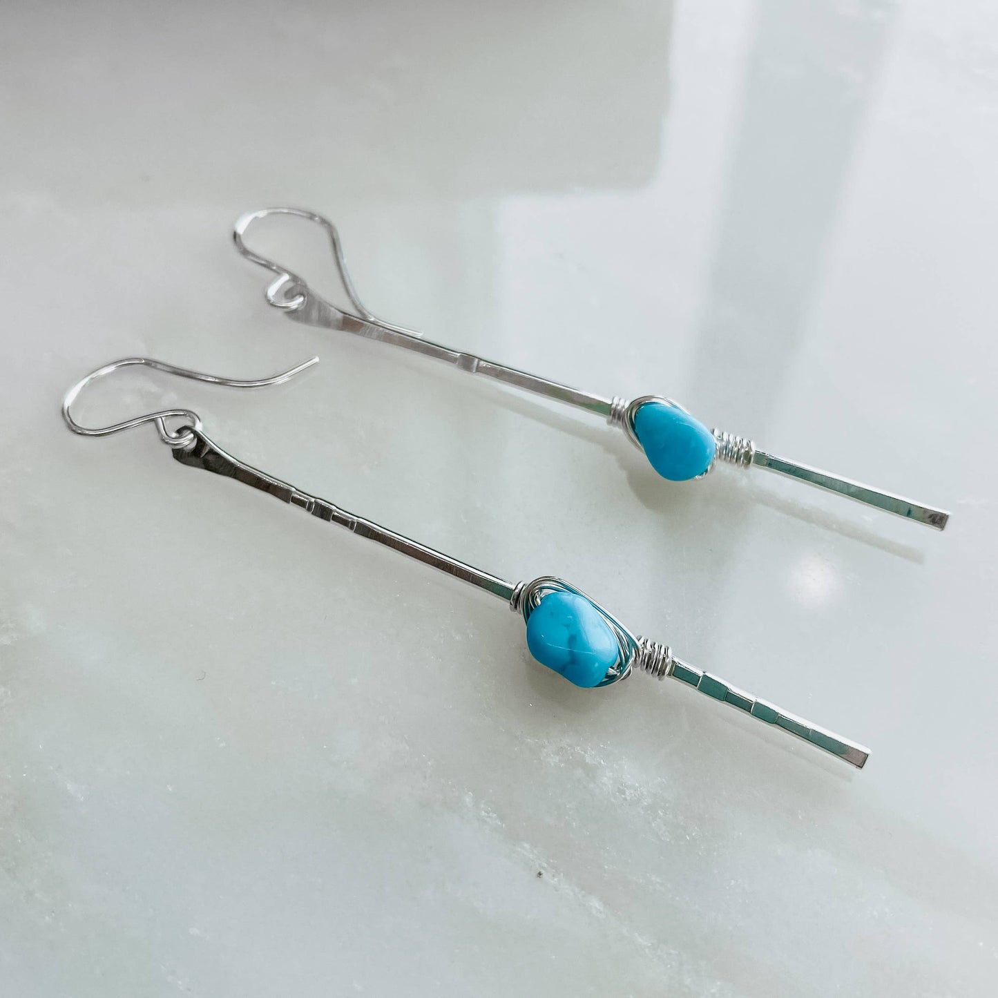Sticks and Stones Earrings Kingman Turquoise: 14k Gold Fill