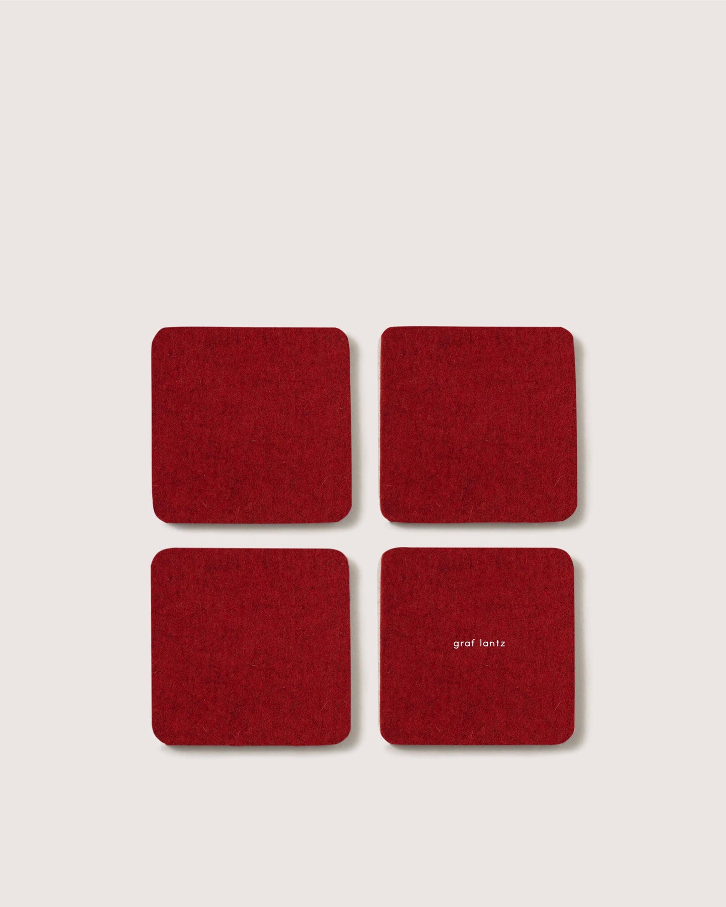 Cherry Bierfilzl Merino Wool Square Coaster Solid 4 Pack