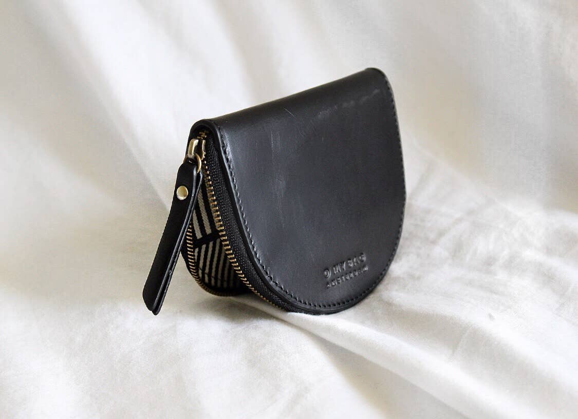 Black Leather Coin Purse Laura