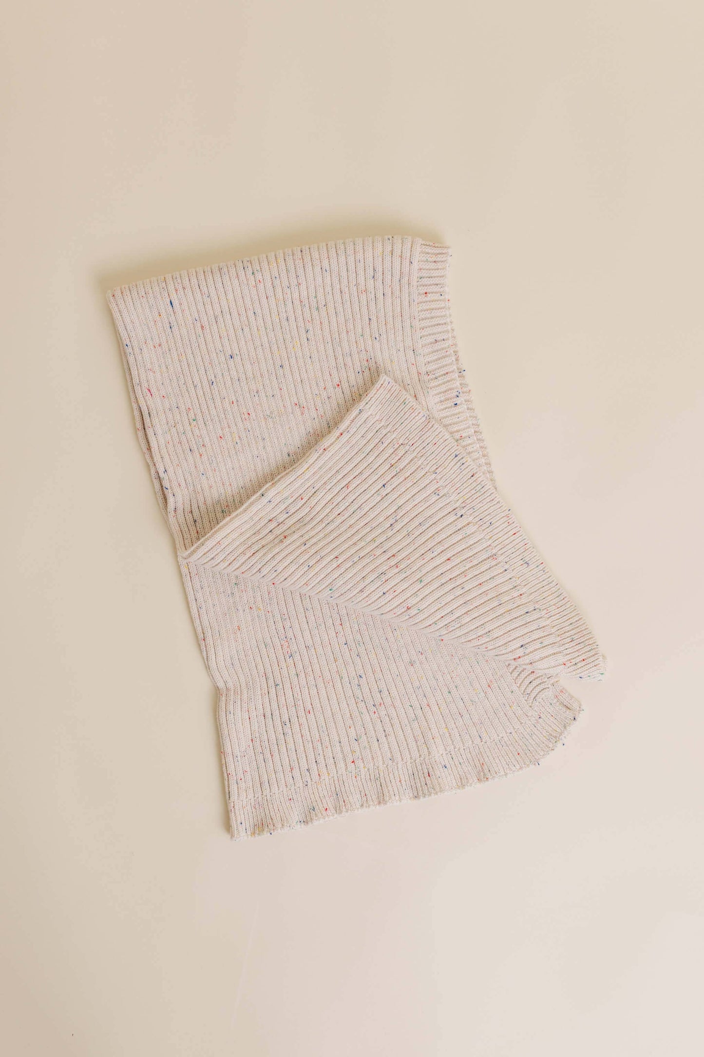 Sprinkle Organic Cotton Knit Ribbed Blanket - Oat