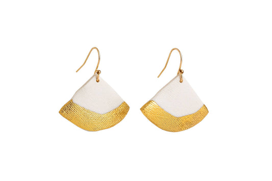 Porcelain Gold Dipped Fan Drops