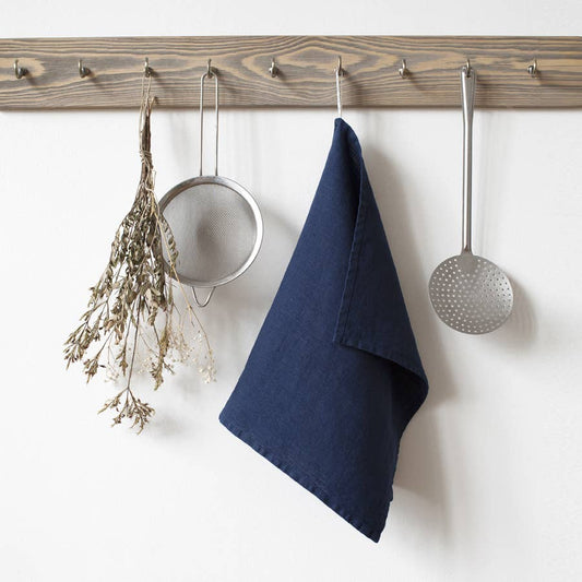 Navy Linen Kitchen Towel