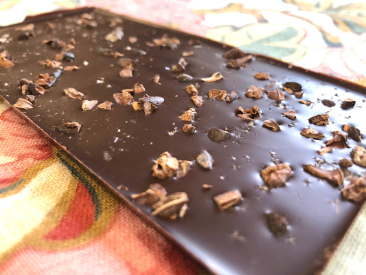 71% Organic Chocolate Bar w/ Cacao Nibs & Alaskan Sea Salt