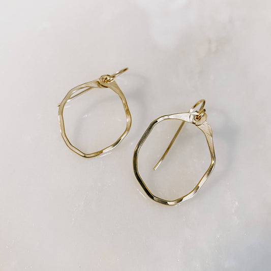 Organic Mini Hoop Earrings: 14k Gold Fill