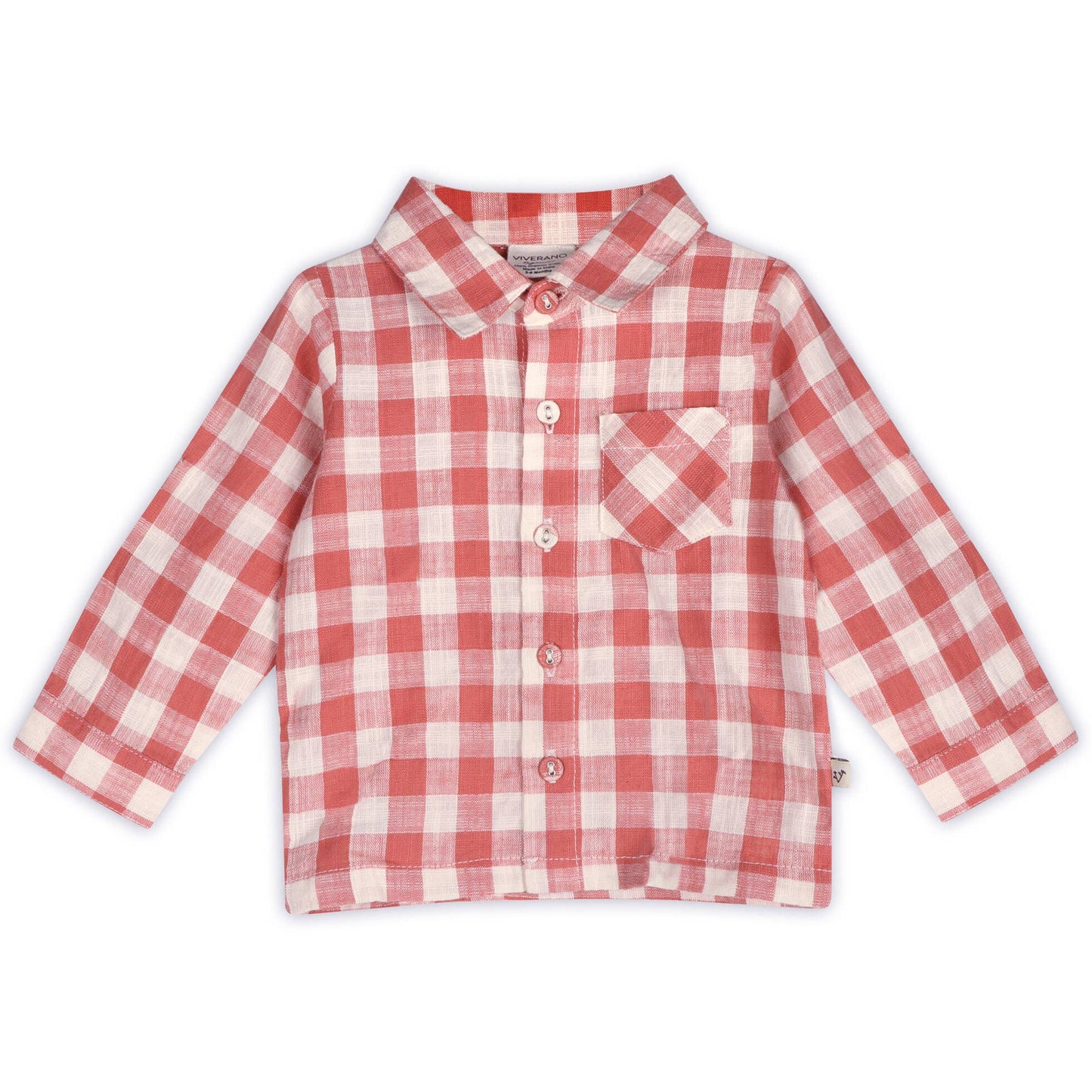 Arden Gingham Baby Shirt & Cord Pant (Organic Cotton): Cranberry Rust