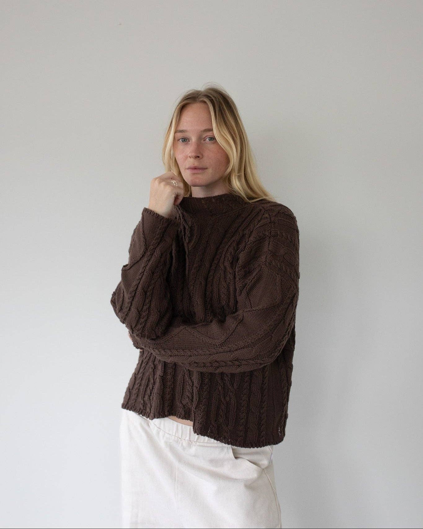 Charlie Cable Knit: Chocolate