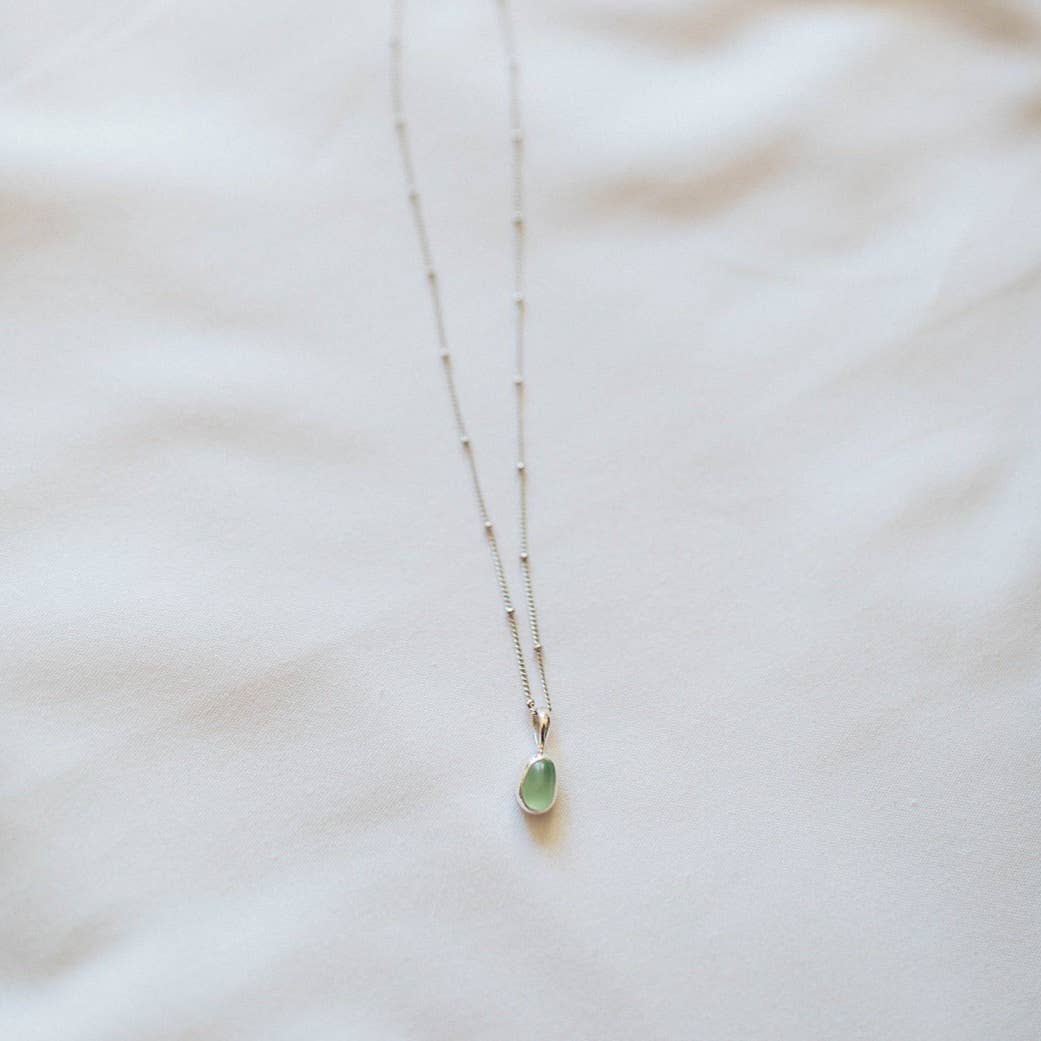 Sea Glass Necklace (Handmade): Blue