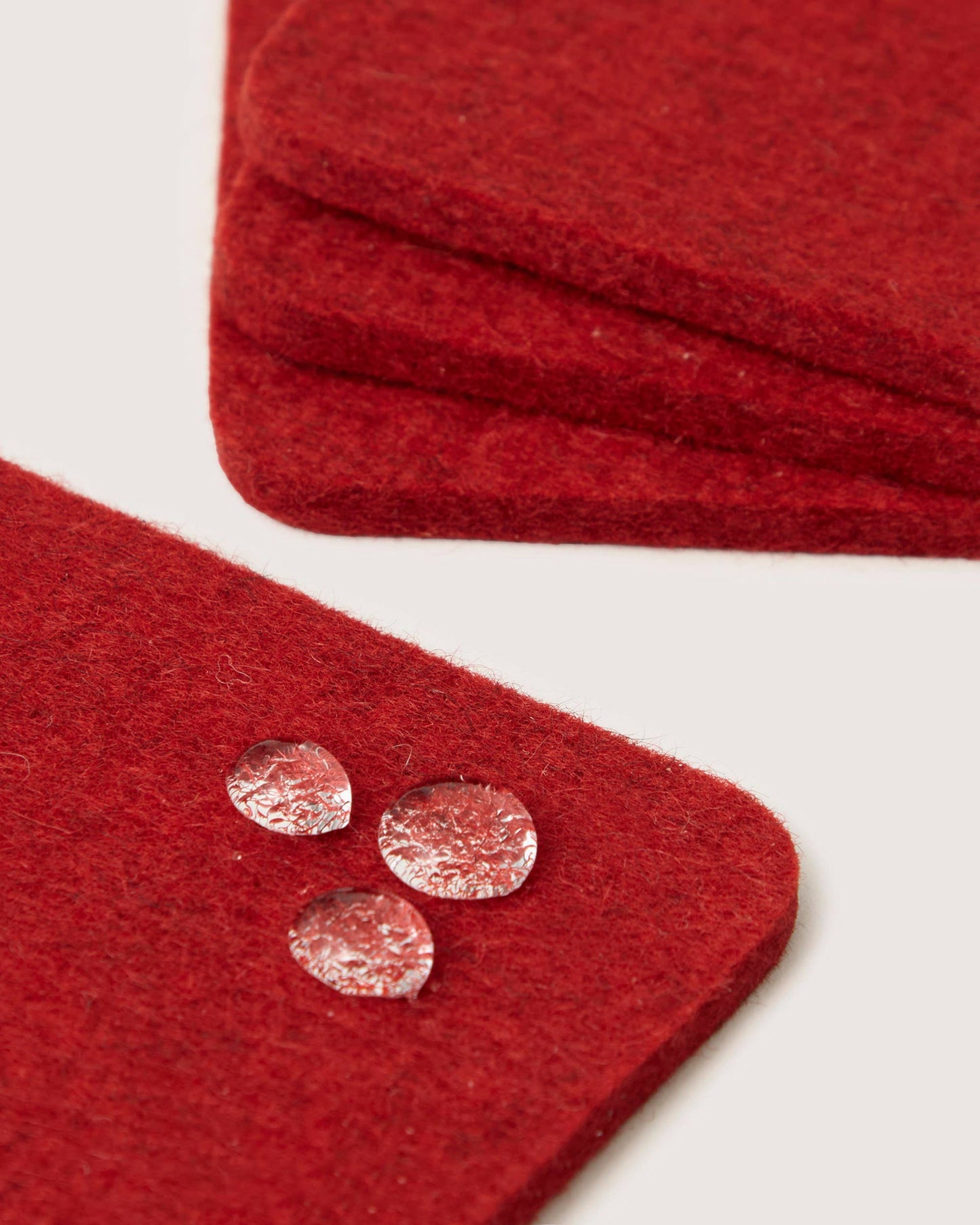 Cherry Bierfilzl Merino Wool Square Coaster Solid 4 Pack