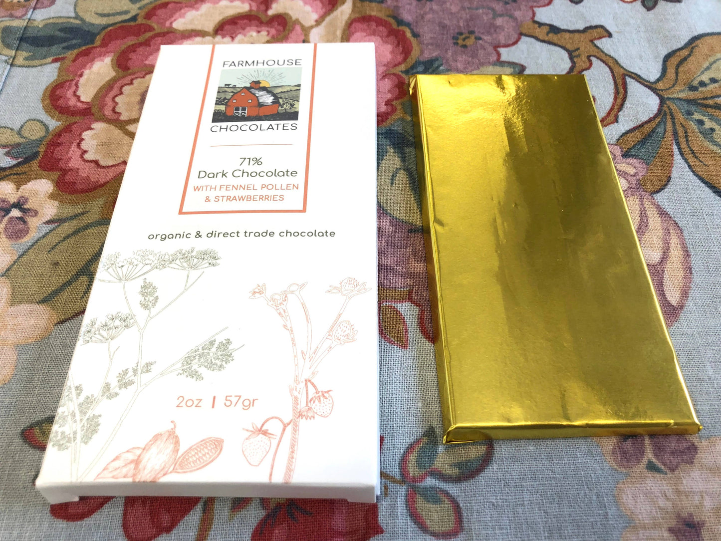 71% Organic Chocolate Bar w/ Fennel Pollen & Strawberries