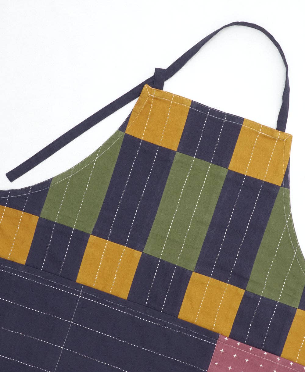 Trellis Organic Cotton Bib Apron: Ochre