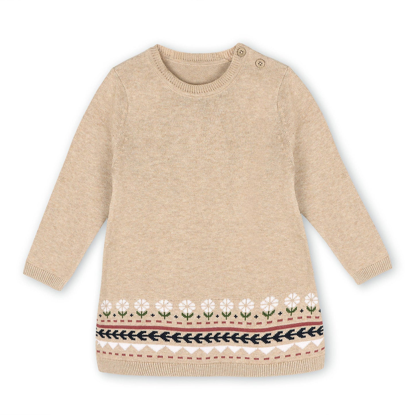 Fair Isle Sweater Knit Dress (Organic Cotton) : Oatmeal Heather