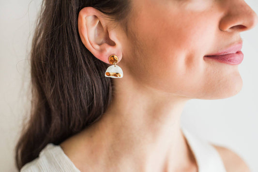 Porcelain Sun Studs 22k Luster