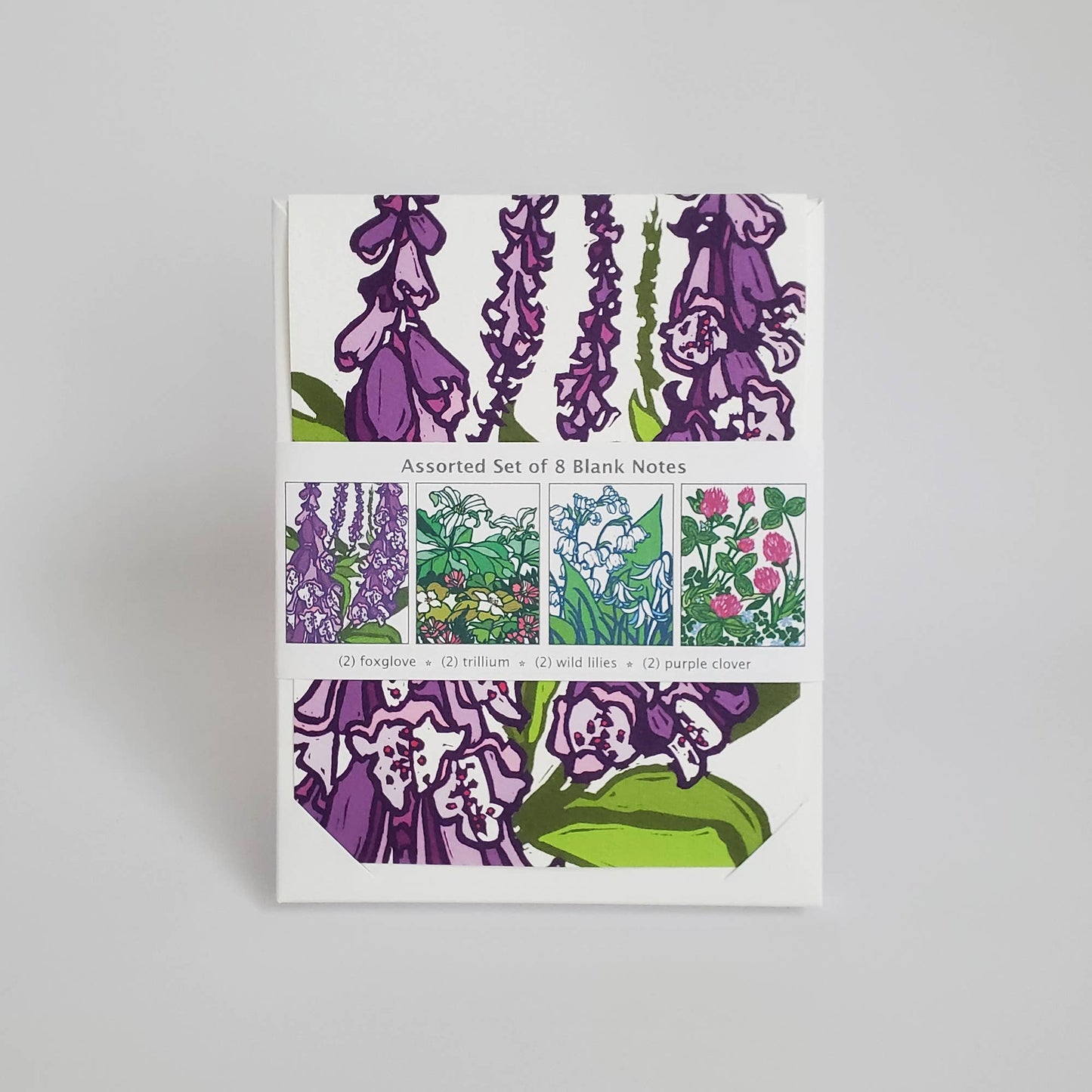 Assorted Spring Woodland Flower Blank Note Card Set of 8