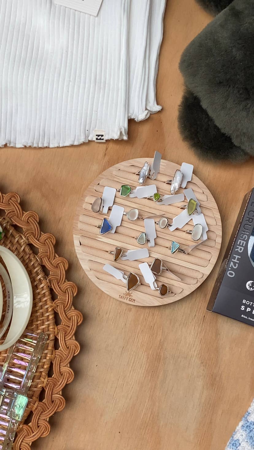 The Salty Gem - Ring Display: Tan Inlaid Slots