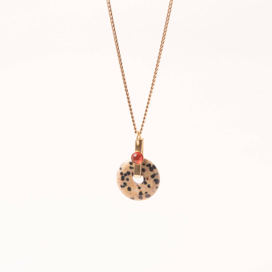 Dalmatian Jasper Donut Pendant Necklace: 24"