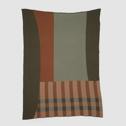 Cotton Knit Patchwork Herringbone: Green