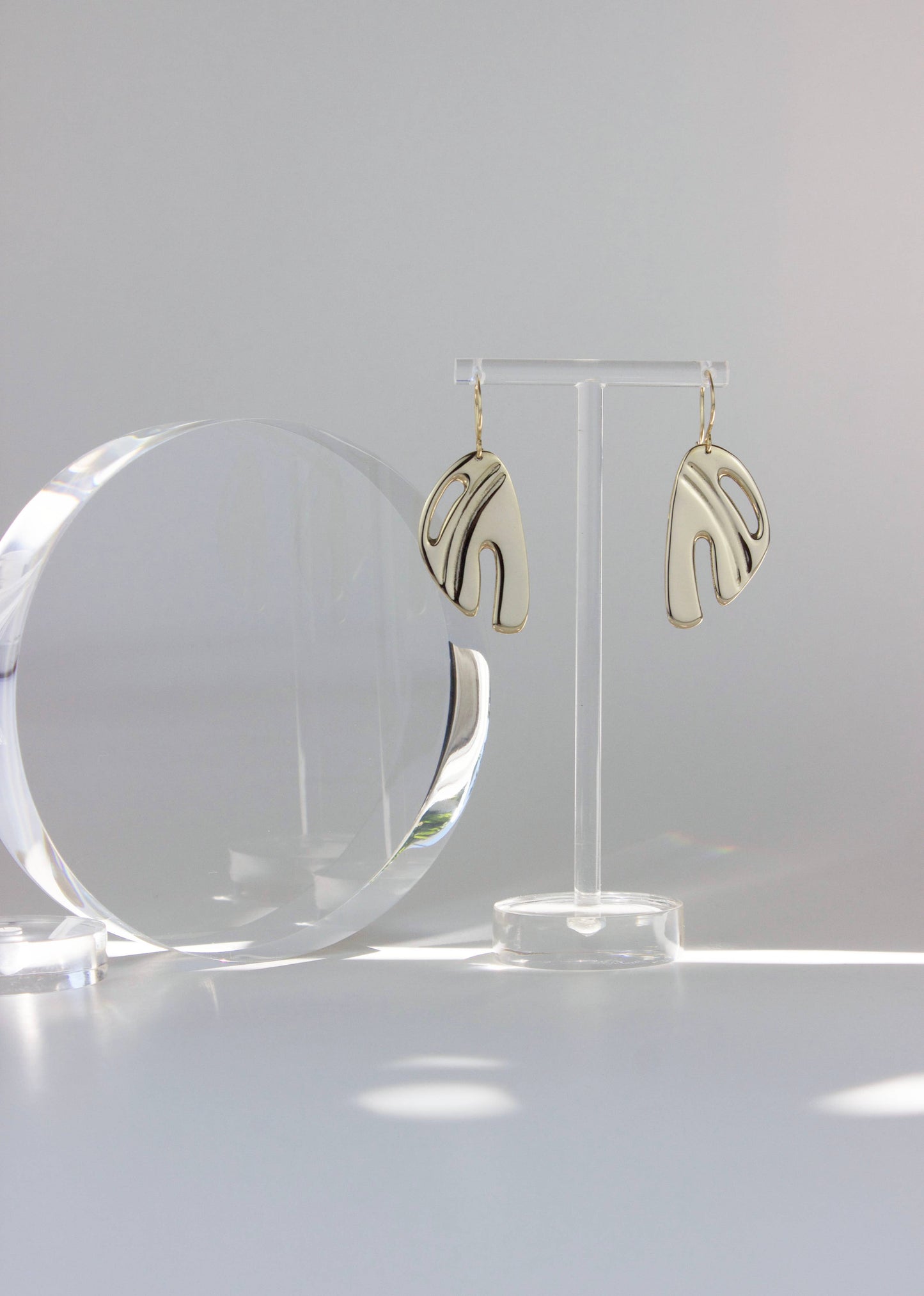 Abstract Monstera Earrings: 14k gold fill / Yellow bronze