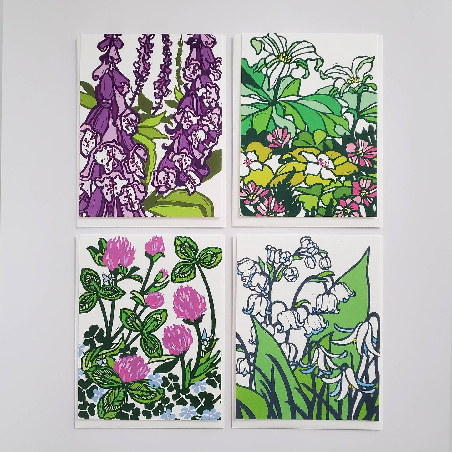 Assorted Spring Woodland Flower Blank Note Card Set of 8