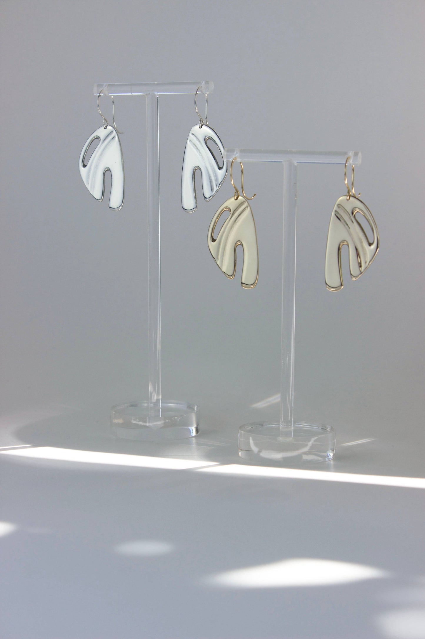 Abstract Monstera Earrings: 14k gold fill / Yellow bronze