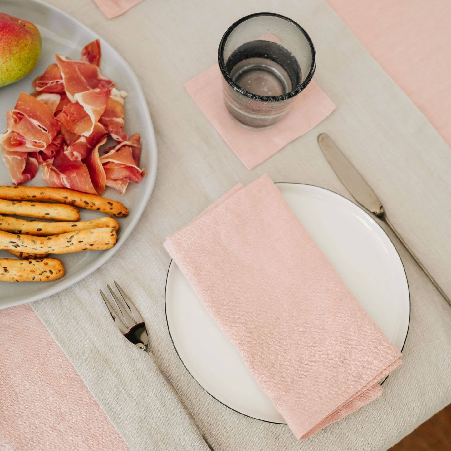 Misty Rose Linen Napkins Set of 2: 16"x16" | 40x40 cm