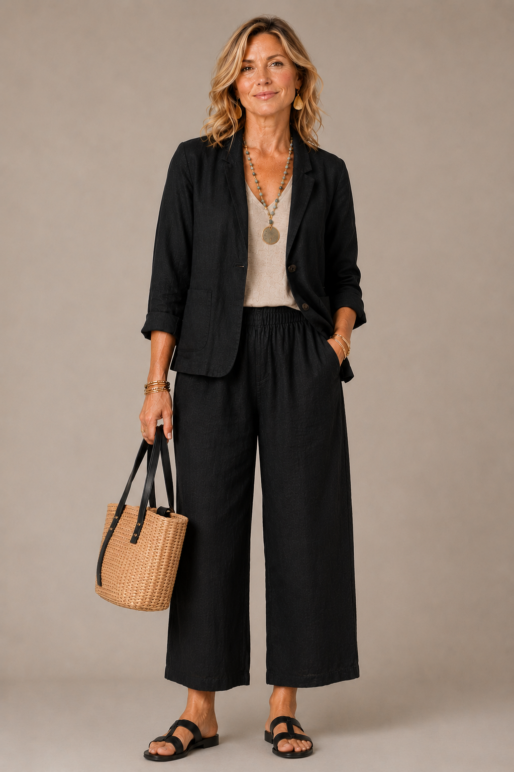 100% Linen Pant - Black