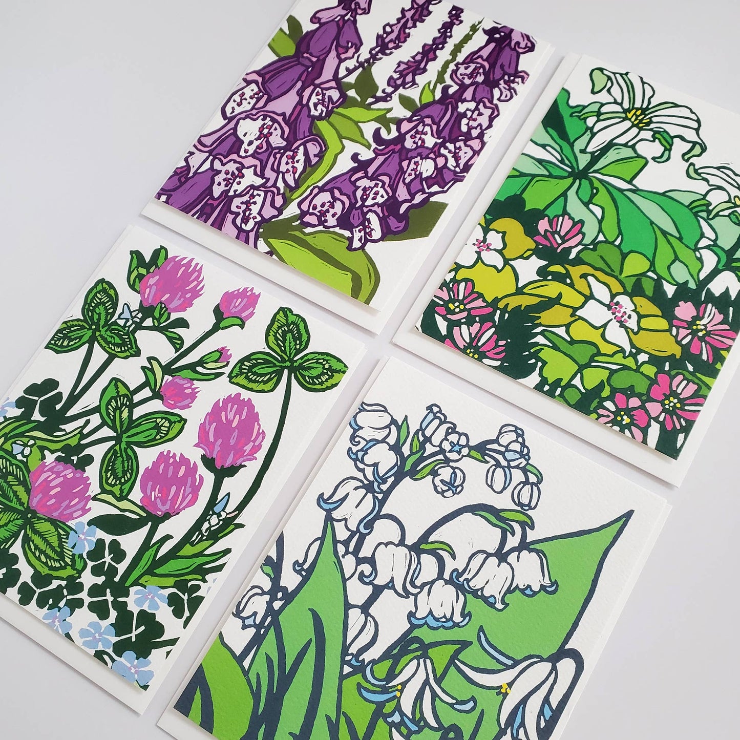Assorted Spring Woodland Flower Blank Note Card Set of 8