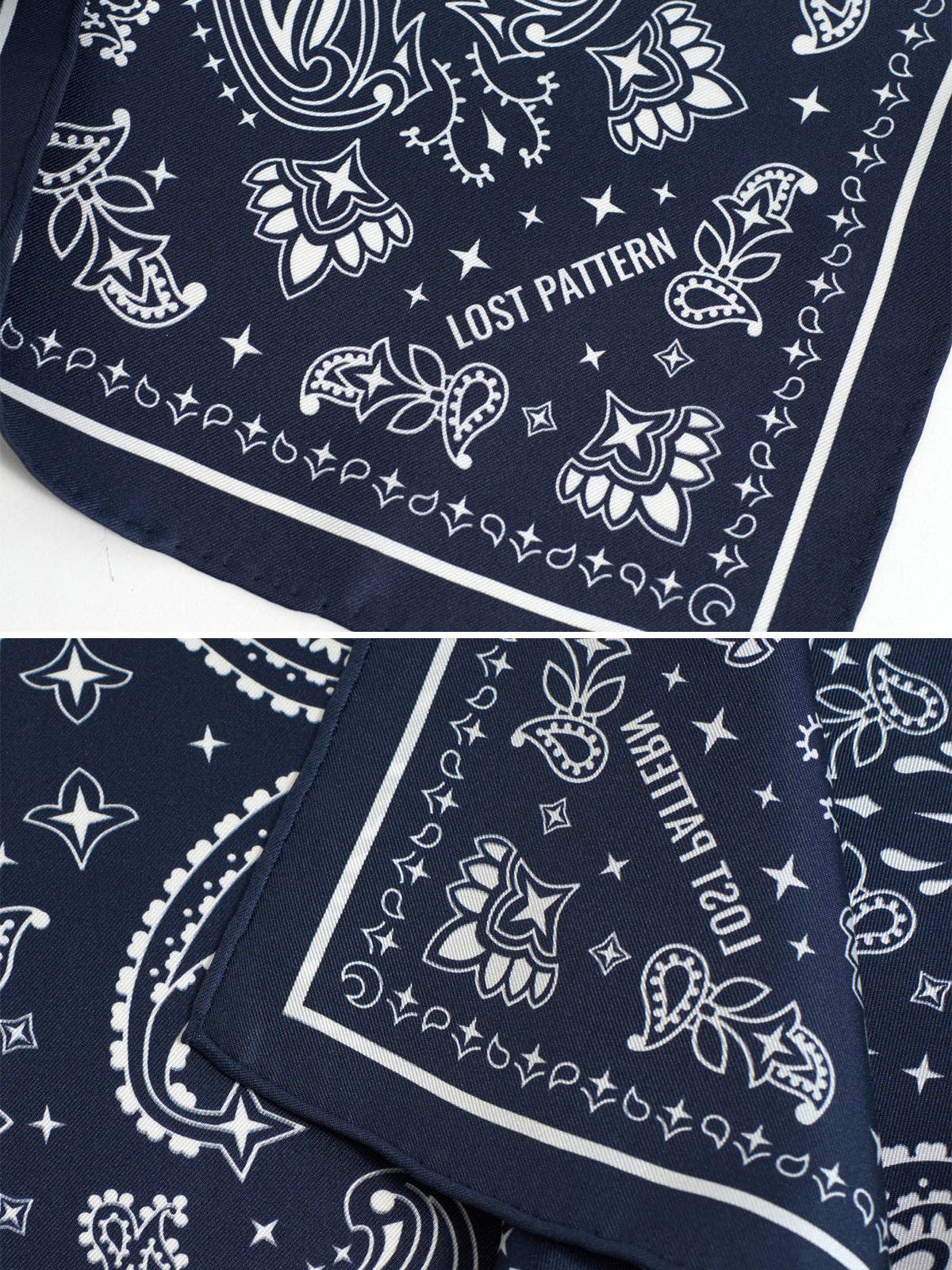 “Paisley" Silk Bandana Scarf - Midnight Blue: Midnight Blue