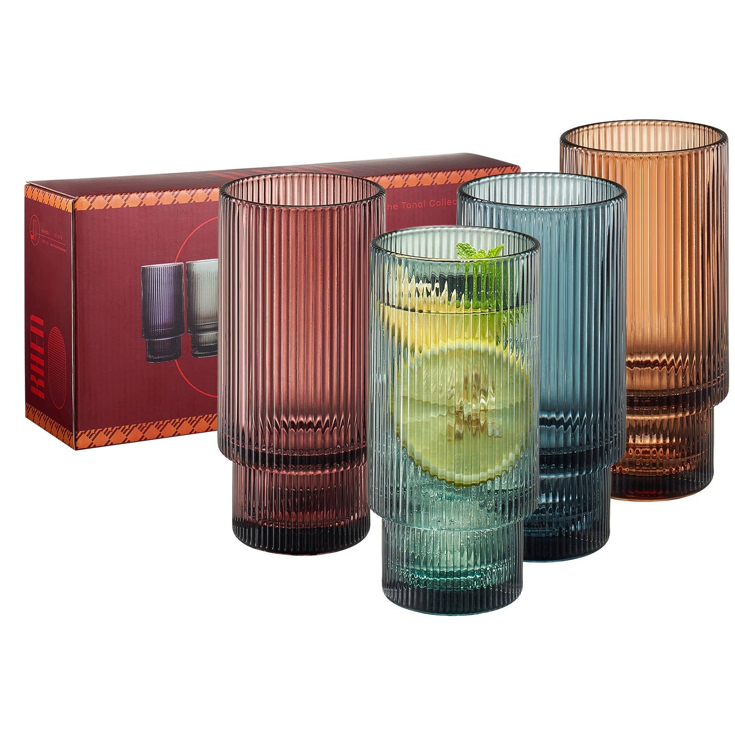 Vintage Art Deco Highball Ribbed Glass