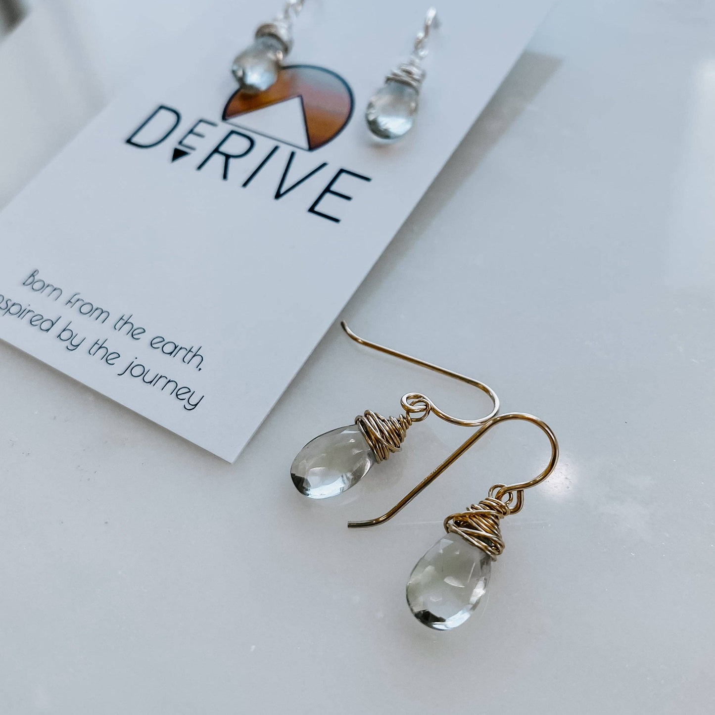 Mini Green Amethyst Drop Earrings: 14k Gold Fill