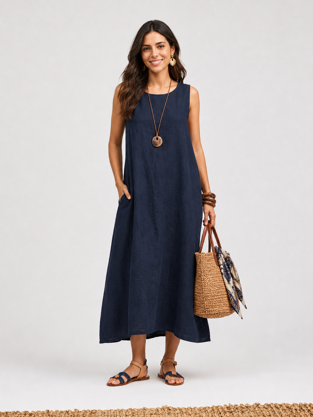 linen tank dress Black Idis Designs Generous fit CHARTOU Women Summer Sleeveless Linen