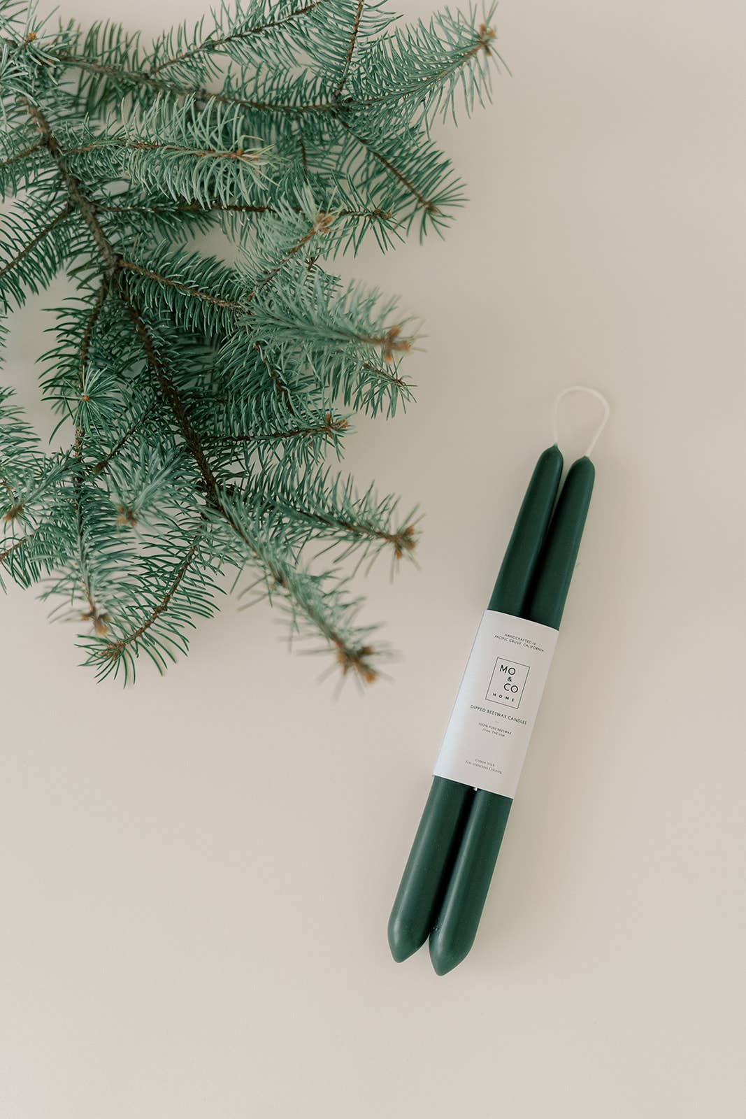 100% Beeswax Taper Candles | Forest Green: 10 Inch