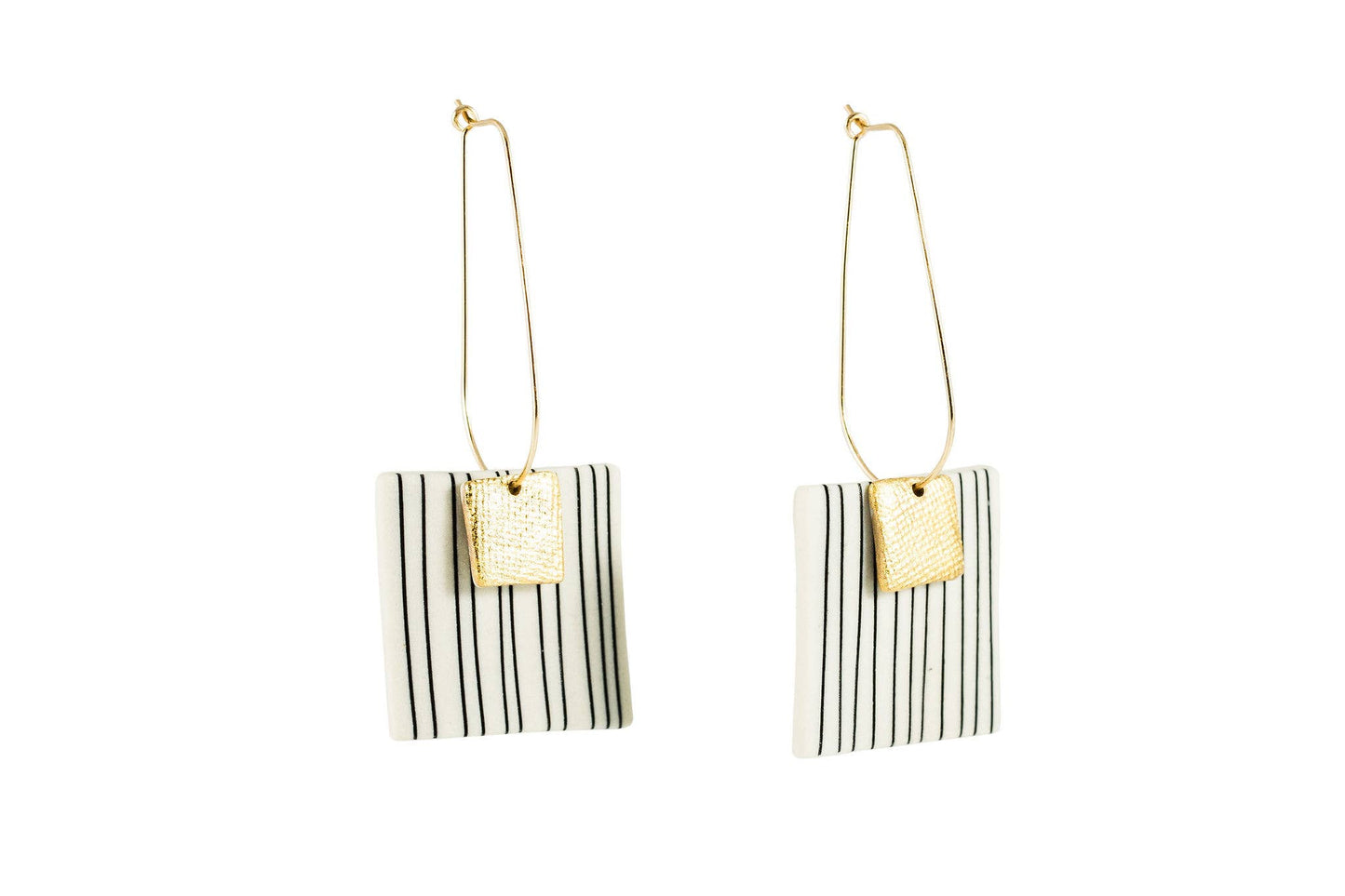 Porcelain Pinstripe Square Drops 22k Luster